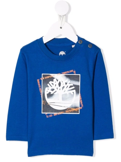 Timberland Babies' Logo-print Cotton Sweatshirt In Blue
