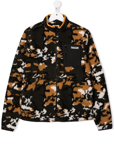 Timberland Kids' Camouflage-print Fleece Jacket In Black