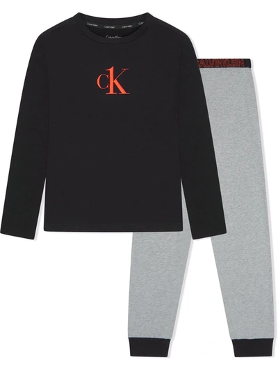 Calvin Klein Underwear Logo-print Pyjama Set In 黑色