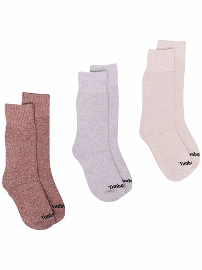 Timberland Intarsia-knit Logo Sock Set In 粉色