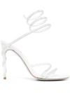 René Caovilla Crystal-embellished Wraparound 120mm Sandals In White