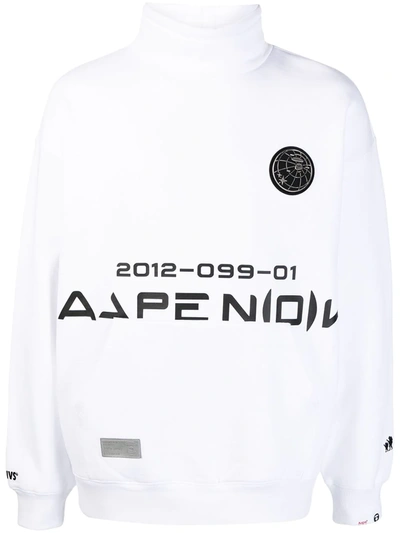 Aape By A Bathing Ape Logo-print Funnel-neck Sweatshirt In White