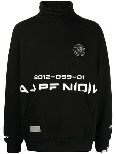 Aape By A Bathing Ape Logo-print Funnel-neck Sweatshirt In Black