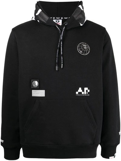 Aape By A Bathing Ape Black Graphic Patch Hoodie