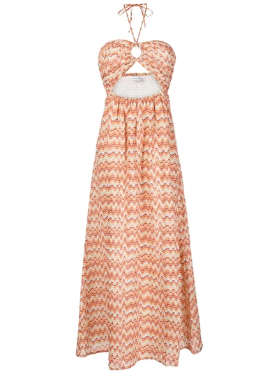 Faithfull The Brand La Costa Cutout Printed Linen Halterneck Maxi Dress In Vadella Print Dusk