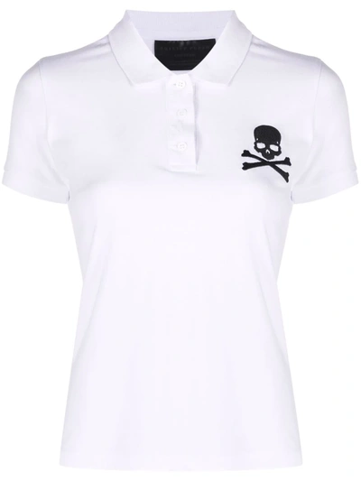 Philipp Plein Skull-patch Polo Shirt In White