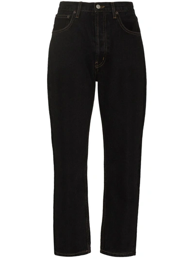 Still Here Sherpa Tate Straight-leg Jeans In Washed Black