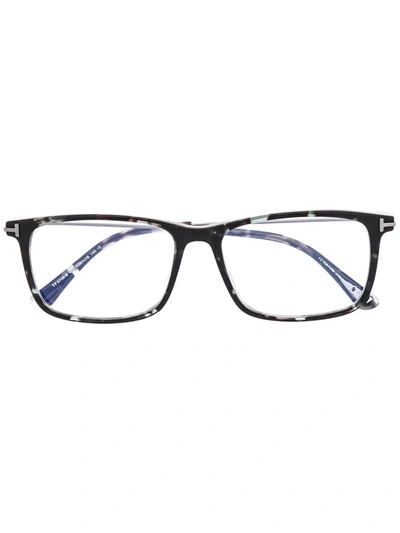 Tom Ford Marble-effect Square-frame Glasses In Black