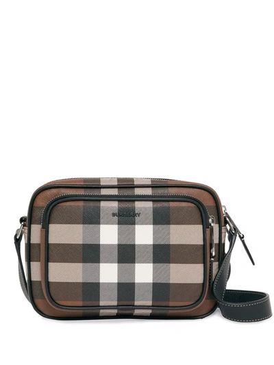 Burberry Check-print Compact Messenger Bag In Brown