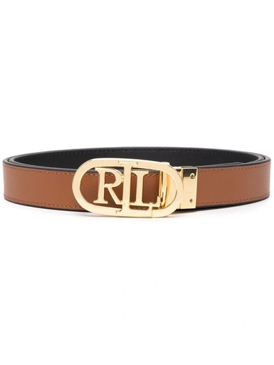 Lauren Ralph Lauren Logo-buckle Leather Belt In 黑色
