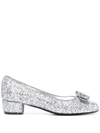 Ferragamo Glitter-detail Pumps In Silver