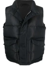 Alexander Mcqueen Men Padded And Quilted Nylon Sleeveless Jacket With Back Mcqueen Graffiti Print In Black