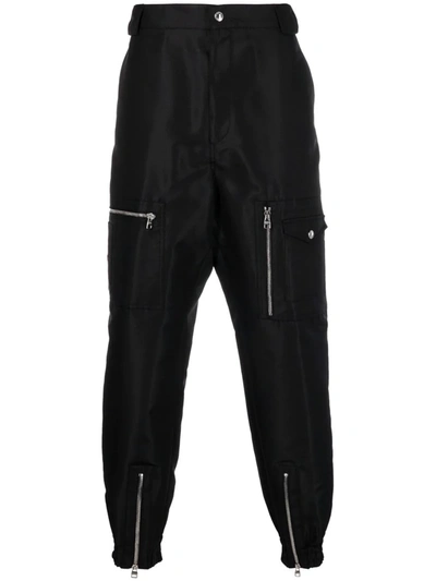 Alexander Mcqueen Black Cotton Canvas Cargo Trousers