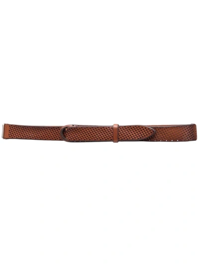 Orciani Nobuckle Woven Belt In Brown