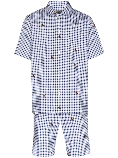 Polo Ralph Lauren Polo Pony Check-pattern Pajama Shirt In Blue