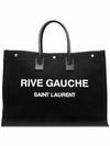 Saint Laurent Rive Gauche Tote Bag In Canvas In 黑色