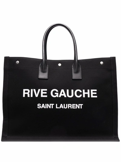 Saint Laurent Rive Gauche Tote Bag In Canvas In Black