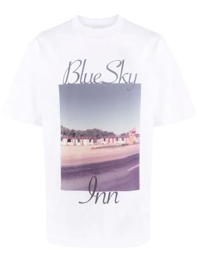 Blue Sky Inn Brand-print Graphic-print Cotton T-shirt In White