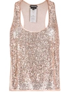 Tom Ford Sequined Scoop-neck Tank Top In Pale Pink