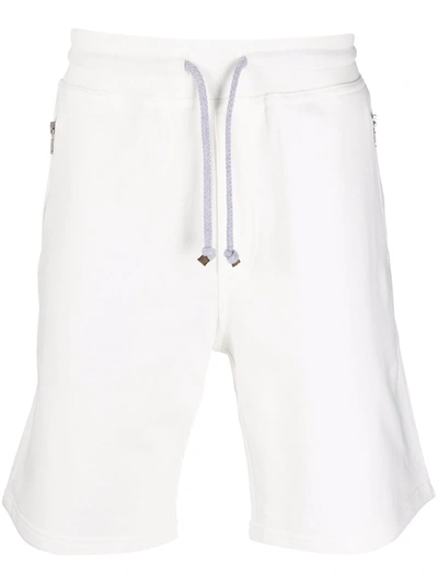 Brunello Cucinelli Drawstring-waist Cotton-blend Shorts In White
