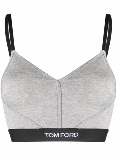 Tom Ford Stretch-modal Crop Top In Grey