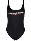 Diesel Logo-print Open-back One-piece In Black