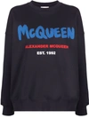 Alexander Mcqueen Alexander Mc Queen Graffiti Sweatshirt In Navy
