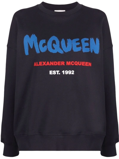 Alexander Mcqueen Alexander Mc Queen Graffiti Sweatshirt In 蓝色