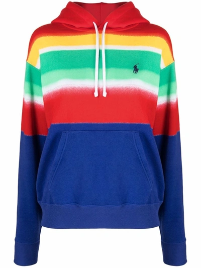 Polo Ralph Lauren Rainbow Stripe Hoodie In Spectra