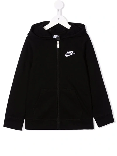 Nike Zip-up Hooded Sweat Top In Black