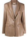 The Mannei Taupe Leather Kerak Blazer In Neutrals