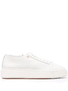 SANTONI LEATHER LACE UP SNEAKERS
