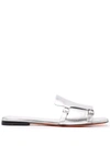 SANTONI METALLIC SLIP ON LEATHER SANDALS