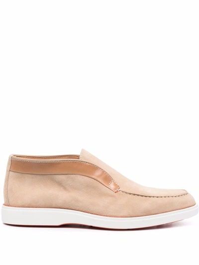 Santoni Almond-toe Loafers In Neutrals