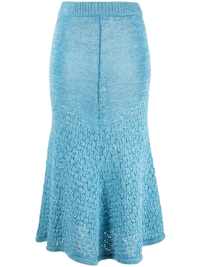 Rotate Birger Christensen Light Blue Crochet Flared Skirt
