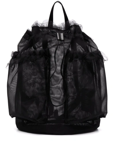 Kara Tulle Drawstring Backpack In Black