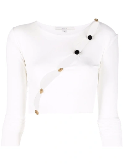 Manurí Domino Diagonal Button-detail Cardigan In White