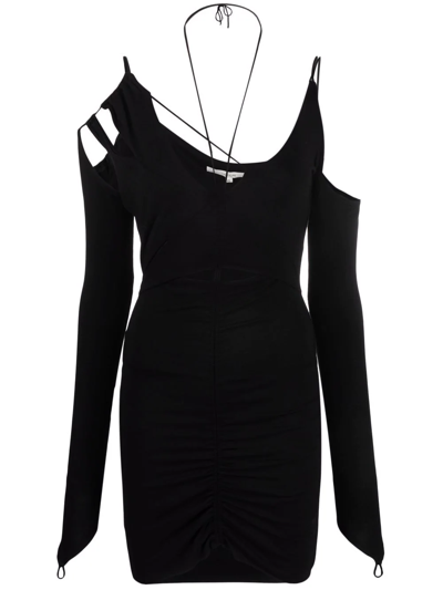 Manurí Cross-strap Fitted Longsleeved Dress In Black