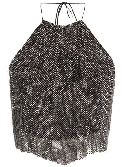 Manurí Metallic Halterneck Backless Blouse In Grey