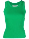 Styland Fine-ribbed Vest Top In 绿色