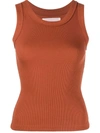 Styland Ribbed-knit Vest Top In 橘色