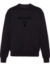 Prada Oversized Cotton Sweatshirt With Logo In Black