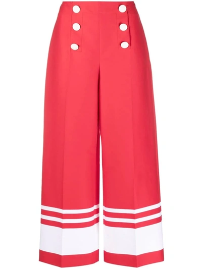 Boutique Moschino Striped-trim Cropped Trousers In Red