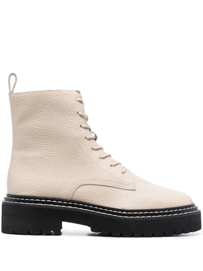 12 Storeez Lace-up Leather Boots In Neutrals