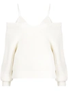 ALEXANDER WANG OFF-SHOULDER V-NECK JUMPER