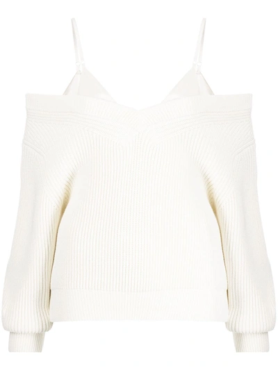 Alexander Wang Off-shoulder V-neck Jumper In White