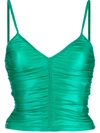 Alexander Wang Ruched Cropped Camisole In Green