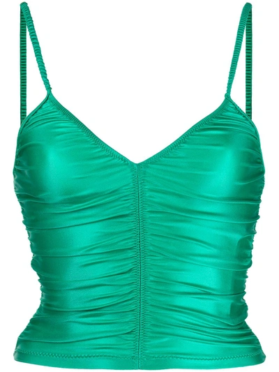 Alexander Wang Ruched Cropped Camisole In Green