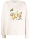 Palm Angels X Moncler Tropical-print Sweatshirt In Neutrals