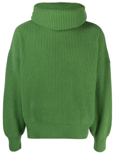 Palm Angels X Moncler Roll-neck Wool Sweater In Green